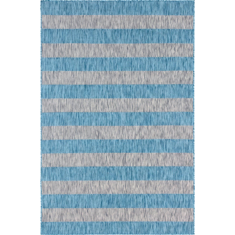 Hong Striped Indoor / Outdoor Rug, Rectangle 6'1" x 9'