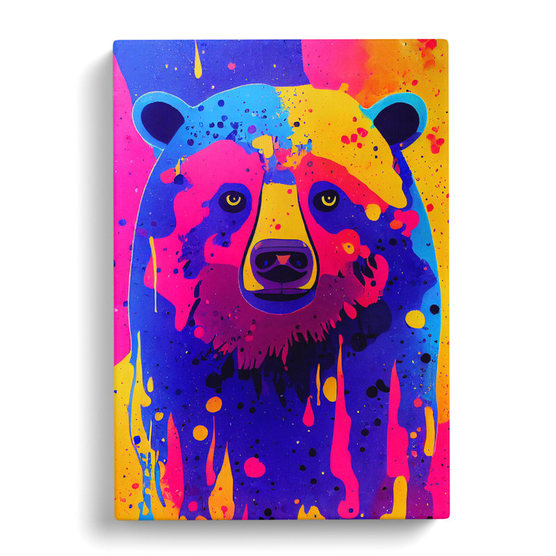 Colourful Bear No.2 - Print, No Matte, 50cm H x 35cm W x 3cm D, Wrapped Canvas