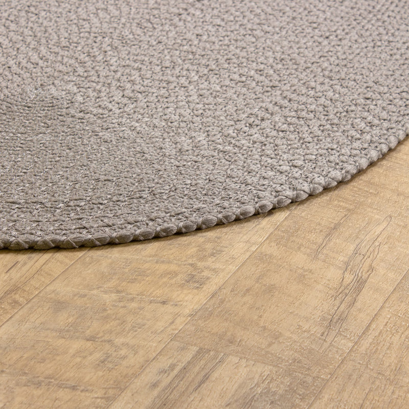 Solid Braided Farmhouse Performance Area Rug, Oval 7' x 9'