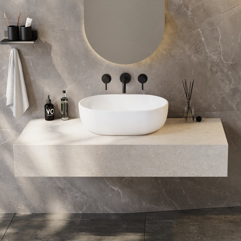 Salerno 480mm x 340mm  White Oval Vitreous China Countertop Basin Bathroom Sink
