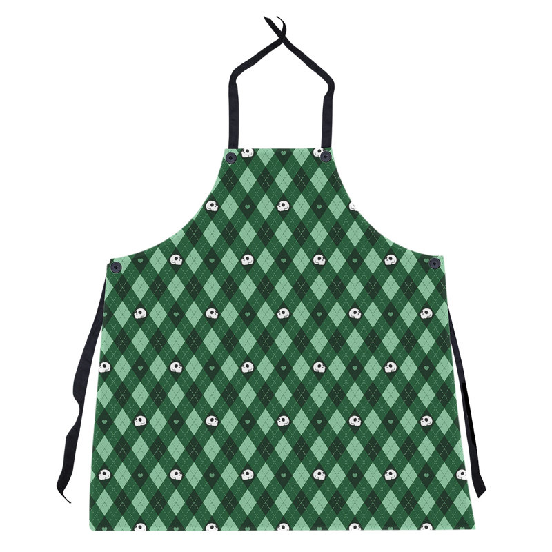 Tablier à motif argyle crânes, Vert