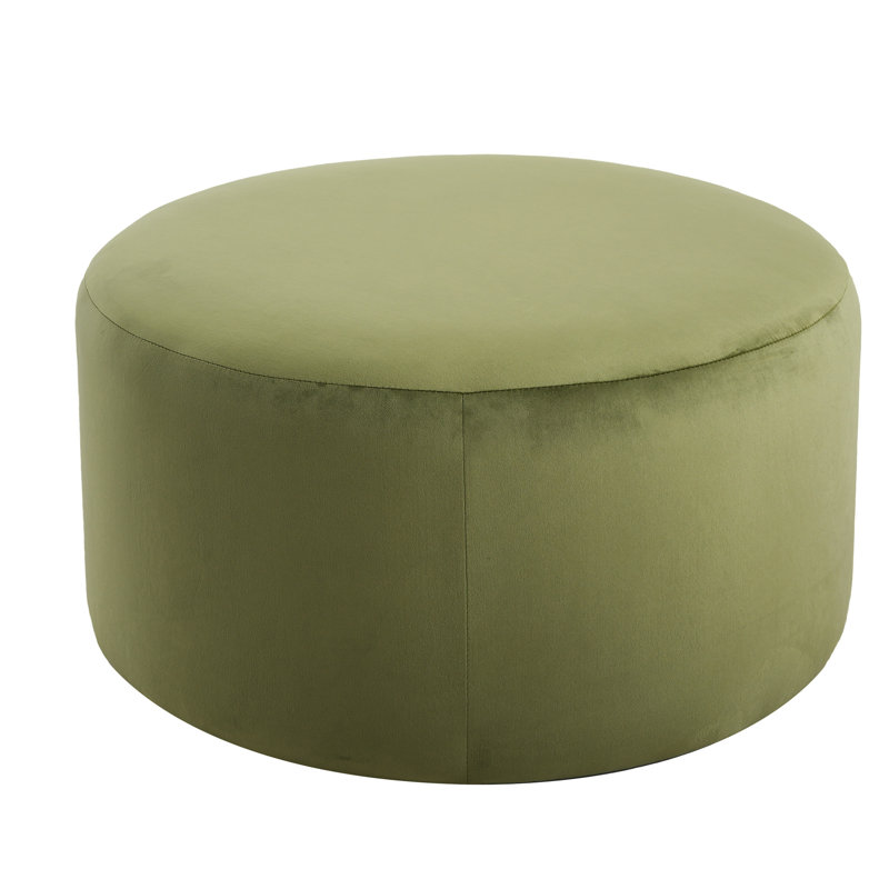 Olive Velvet Round - 16.86 Inches Tall, 31.35 Wide, Act As Side Table Or Footrest, Modern And Sophisticated Decor In Height, Width, Use Footrest Table, Elegant Contemporary Design