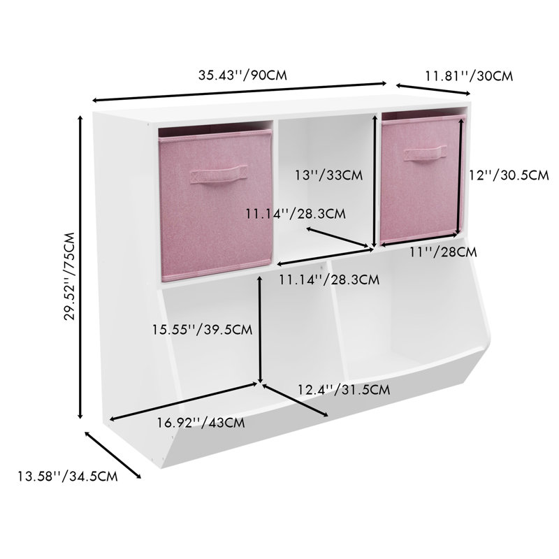 Bookcase With Collapsible Fabric Drawers