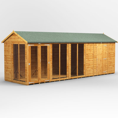 Powersheds 20 x 6ft Timber Tongue & Groove Apex Summerhouse Combi (includes 6ft Side Store)