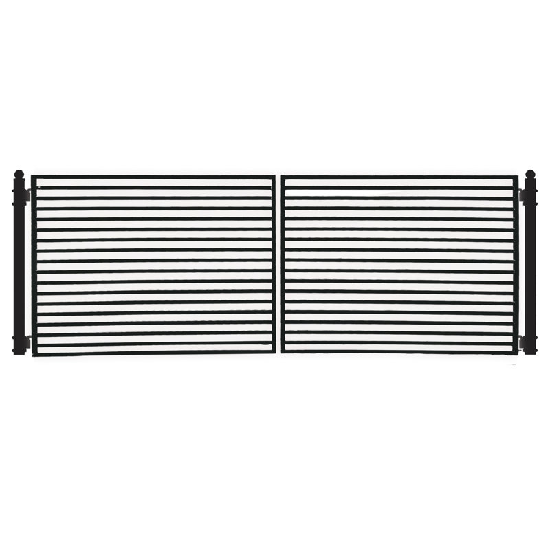 Milan Style Black Galvanized Steel Dual Swing Driveway Gate 18x6 Feet