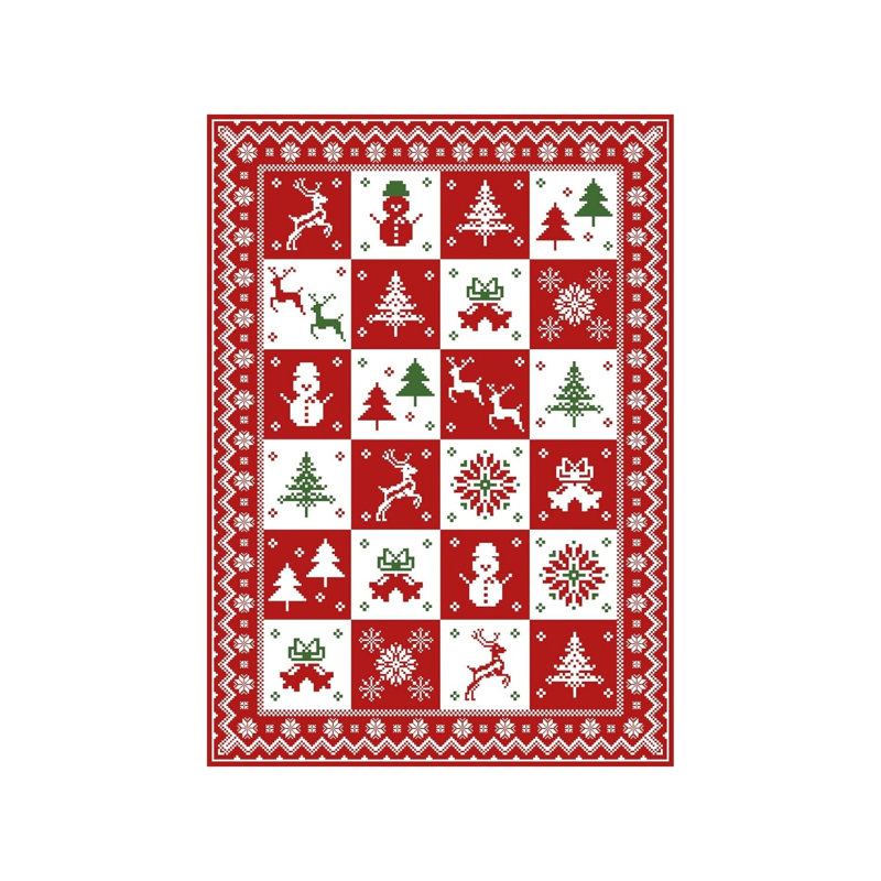 Christmas Checkered Rug 5 X 7 Ft for Holiday Decor, Red Green