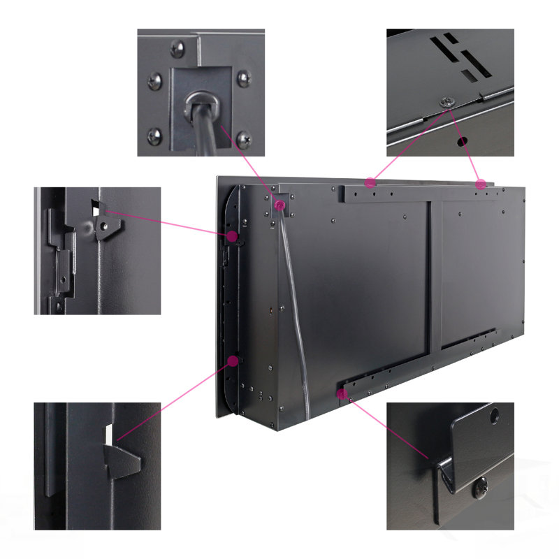 Recessed Thin Tempered Glass Electric Fireplace With Remote, Multi-Color Flames, And LED Heater, 18.6" H x 50" W x 4.3" D 