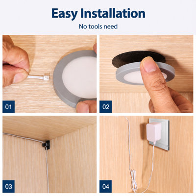V4Light 6-Pack 6Mm Ultra-Thin Led Puck Lights, Touch Dimmer, 2700K-6500K Adjustable Color Temp For Kitchen & Closet