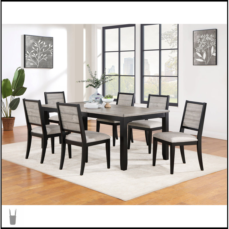 Ensemble de table de salle à manger 7 pièces gris et noir Centera avec chaises ergonomiques et fabrication durable