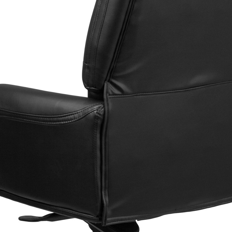 Fauteuil de direction rotatif multifonctionnel à haut dossier et capitonné noir avec accoudoirs