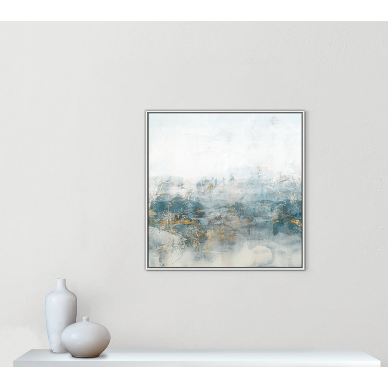 Misty Blue - Square Version Print by Casa Fine Arts, White Floater Framed Canvas, No Mat, 37.5" H x 37.5" W x 2" D