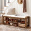 Upholstered Bench with Shelves-843433908