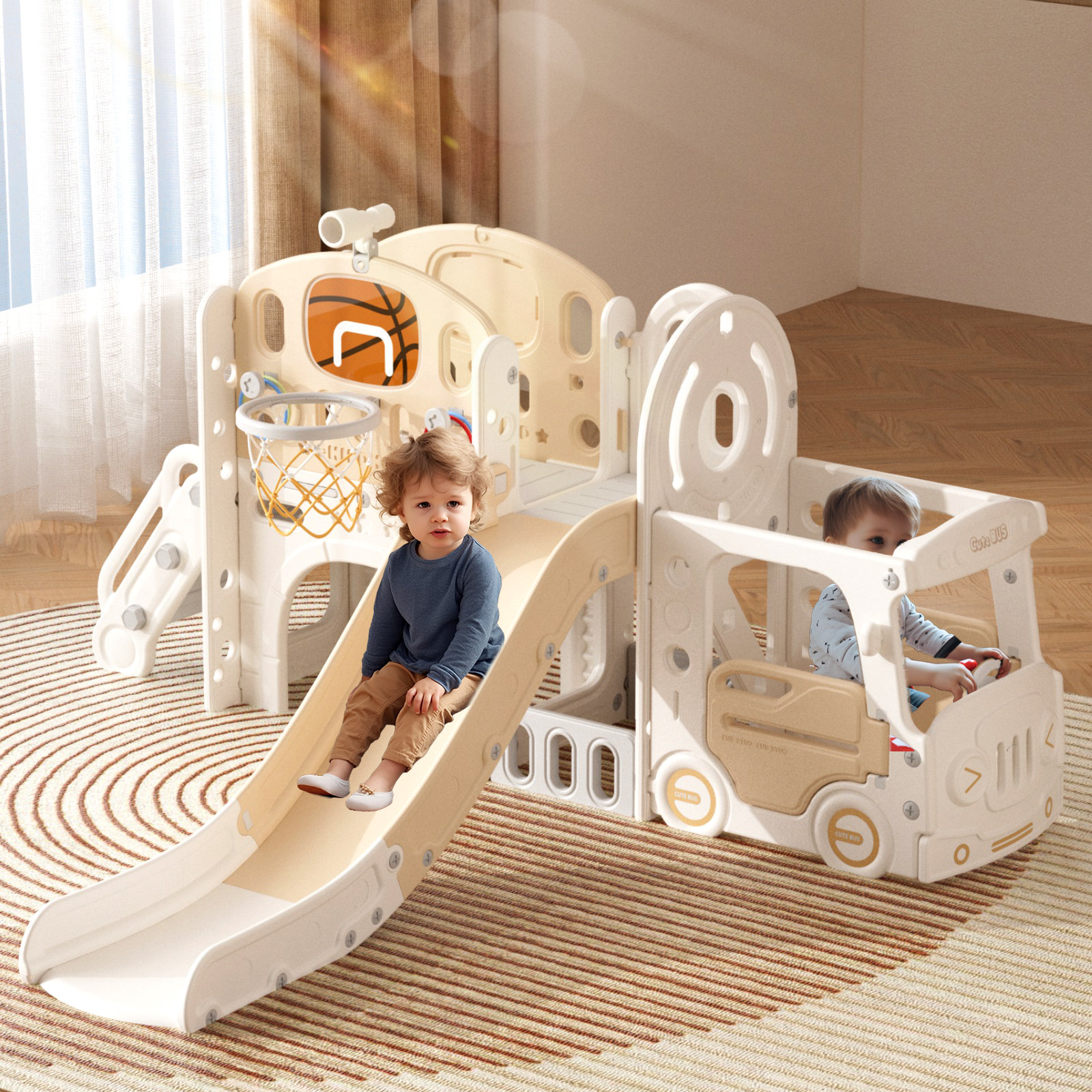 Children's slide best sale and playhouse