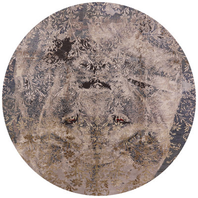 Tapis floral gris / ivoire