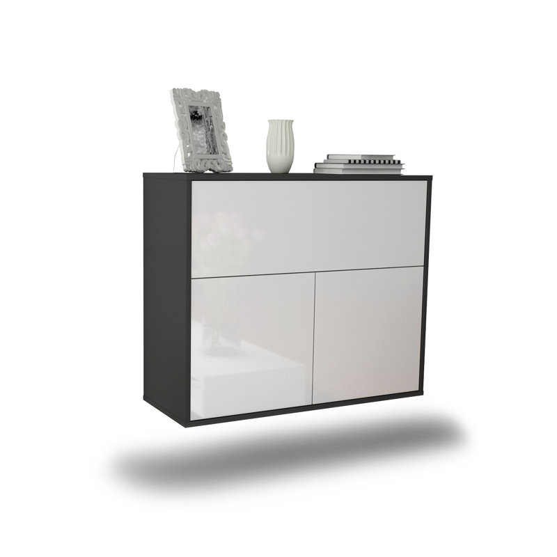 Schutte 92cm Sideboard, Anthracite/High Gloss White