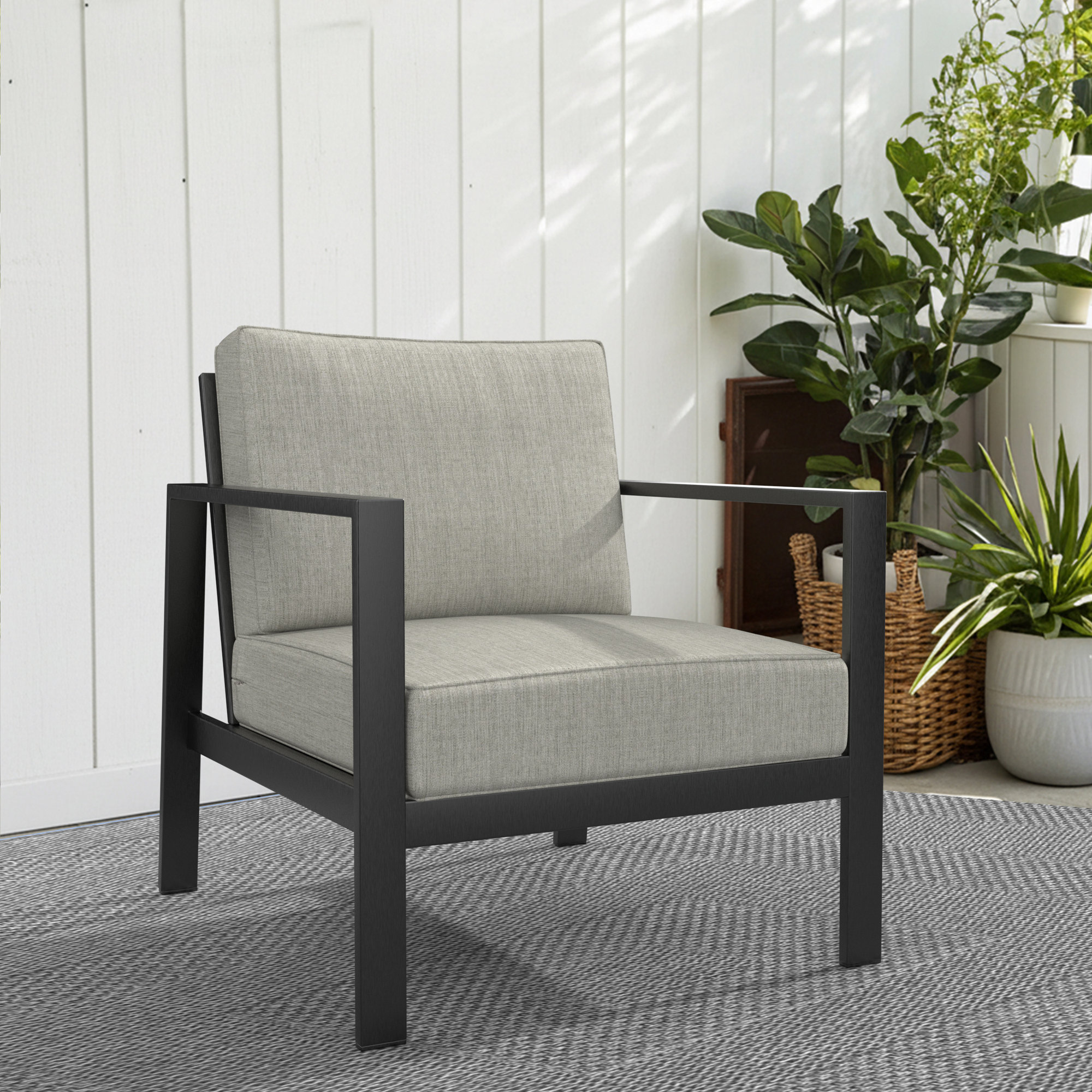 Lani Outdoor 2 - Piece Sunbrella Seat/Back Cushion, Canvas Granite Sunbrella® Canvas