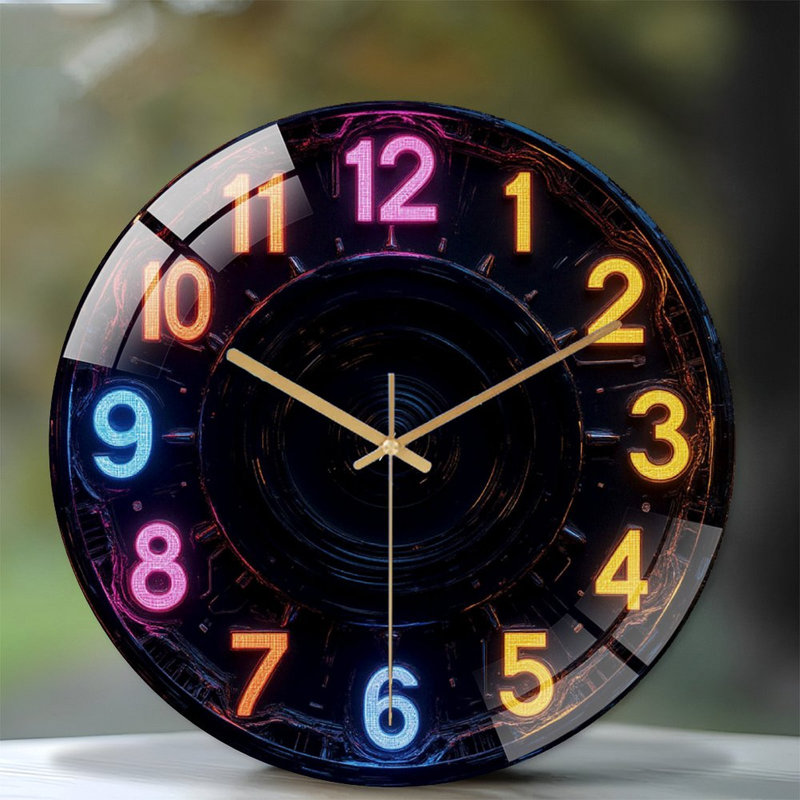 Horloge murale DEL néon, horloge murale 12 po