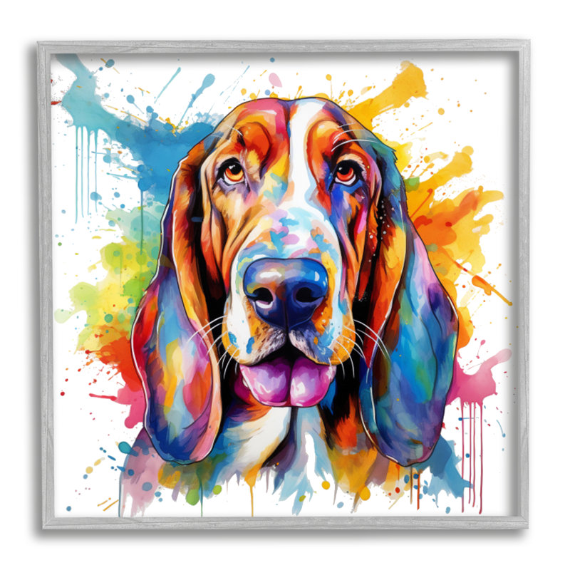 «Ba-348» encadré chien vibrant éclaté encadré sur bois par Marybeth Cunningham, Estampe numérique Farmhouse