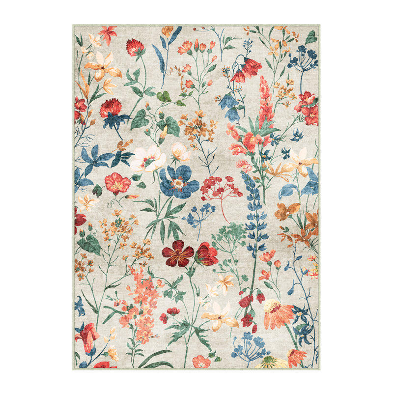 Tapis floral Mira, Beige, Rectangle 3'4" x 5'