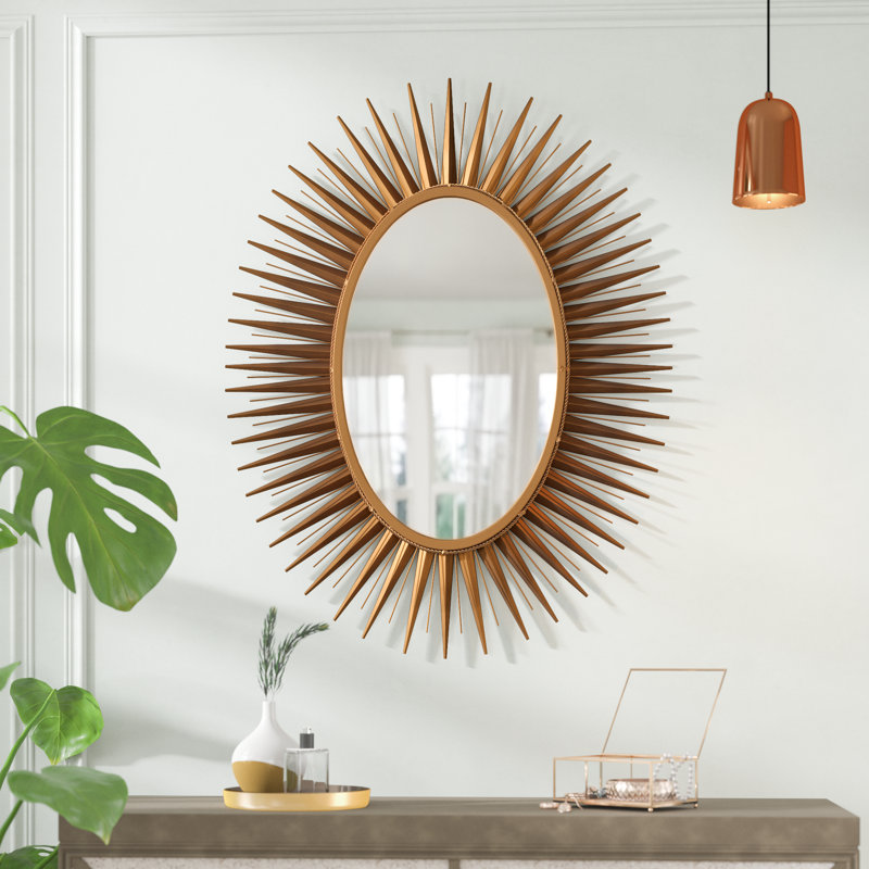 Miroir décoratif moderne et contemporain Quitman, Doré