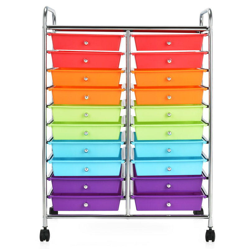 20 Drawer Storage Drawer, Red/Orange/Green/Purple/Blue