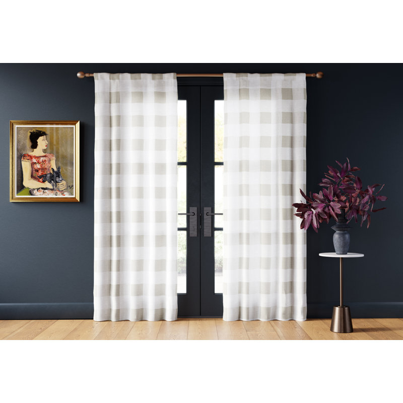 Buffalo Plaid Semi Sheer Curtain Pair, Khaki