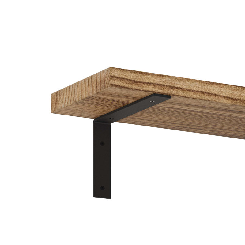 Tablette flottante en bois massif avec supports en métal Jerrilyn , H 7,5 po x l 84 po x P 9,25 po