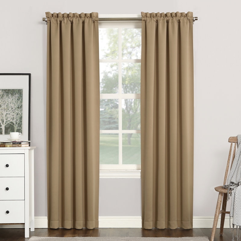 Thermal Blackout Rod Pocket Curtain Panel - Basics by Wayfair™, Taupe, 40" W x 95" L