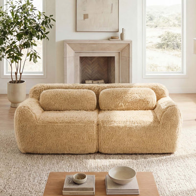 Canapé modulaire ergonomique 2 places avec tissu moelleux doux, conception antidérapante, aucun assemblage requis