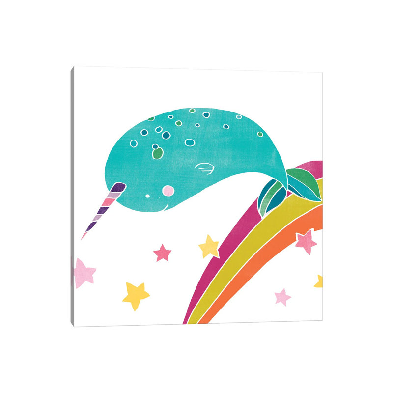 Happy Narwhals II by June Erica Vess - Wrapped Canvas Print, 30.48cm H x 30.48cm W