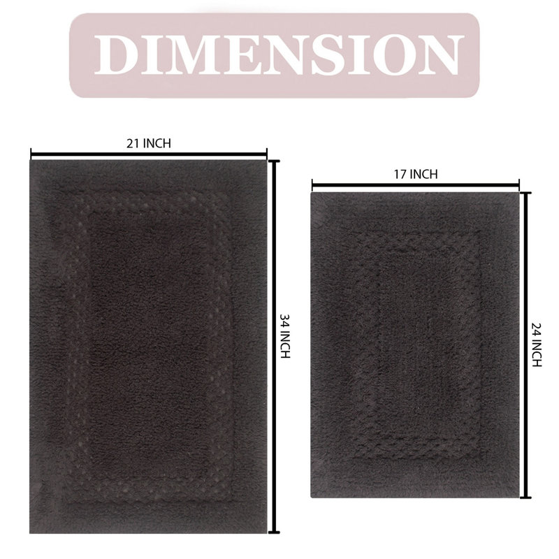 Tapis de bain 100% coton Classy Bathmat Collection (ensemble de 2), gris