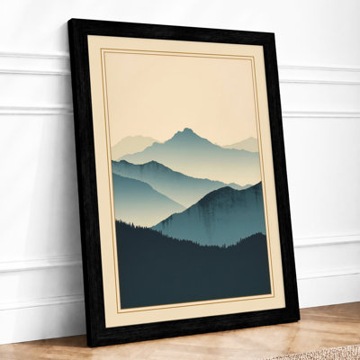 Misty Mountain Layers Japandi - Framed Print