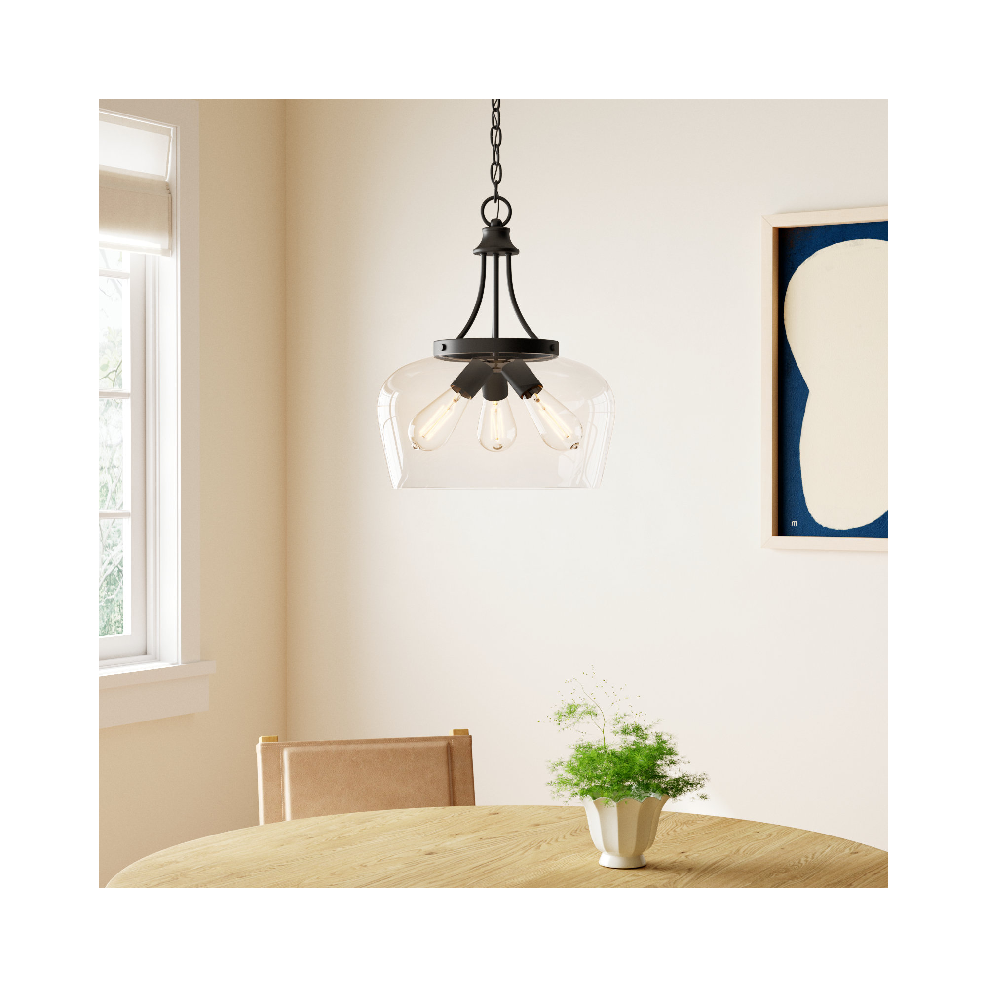 Breena 3 - Light Unique Dome Pendant, Clear, English Bronze
