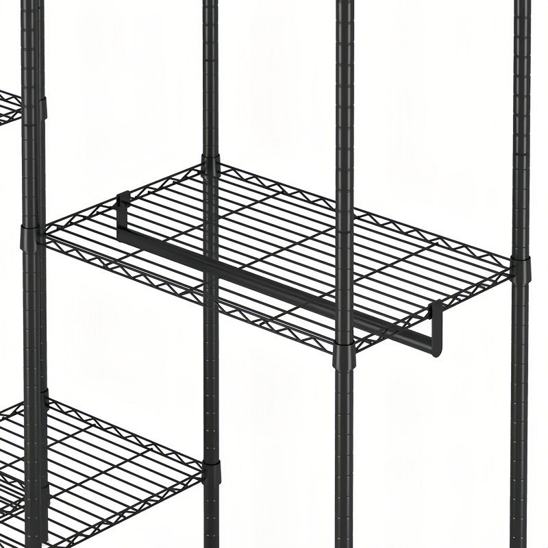 Heavy Duty Garment Rack, Freestanding Closet Organizer, Portable Wardrobe Clothes Rack, Adjustable Wire Shelving Clothes Rack With 8 Adjustable Wire Shelves And 5 Clothes Rails(Without Hook)