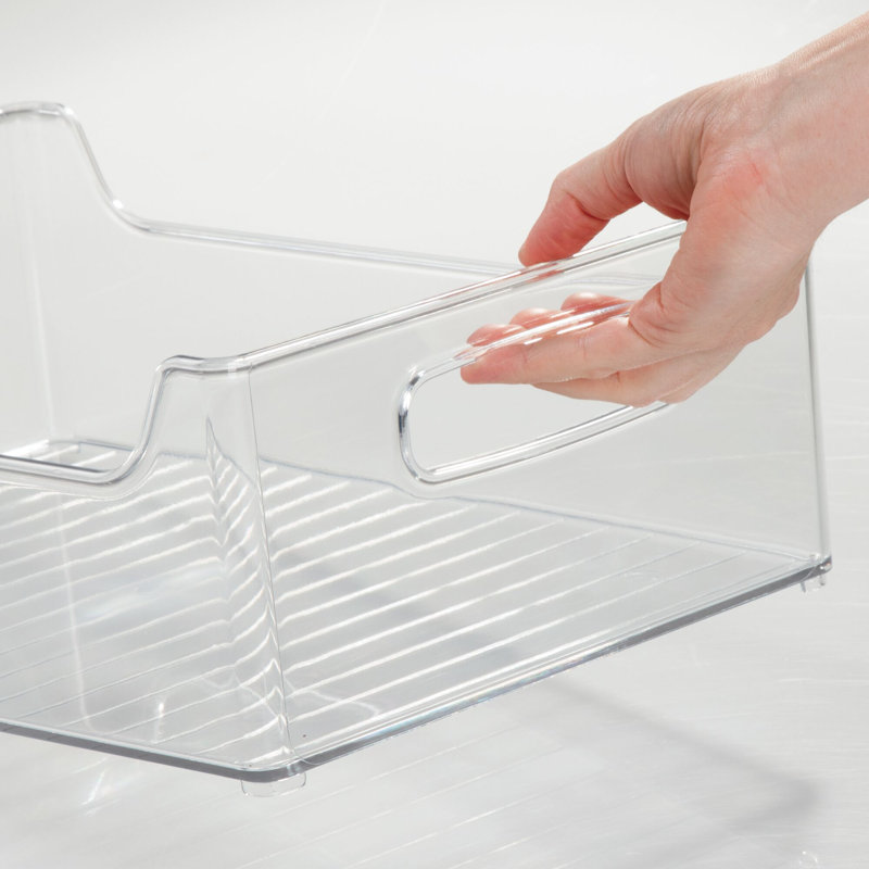 iDesign Plastic Stackable Pantry Bin - Storage Bin with Handles for Cabinets or Fridge - Set of 2 - Clear