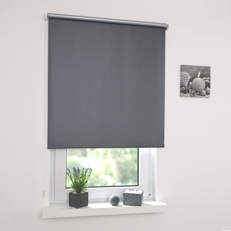 Blackout Roll-Up Shade, 180cm L x 122cm W, Dark grey