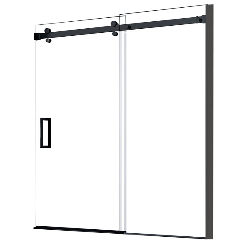 Porte de douche sans cadre l 59 "- 60" x H 60 ", Noir mat