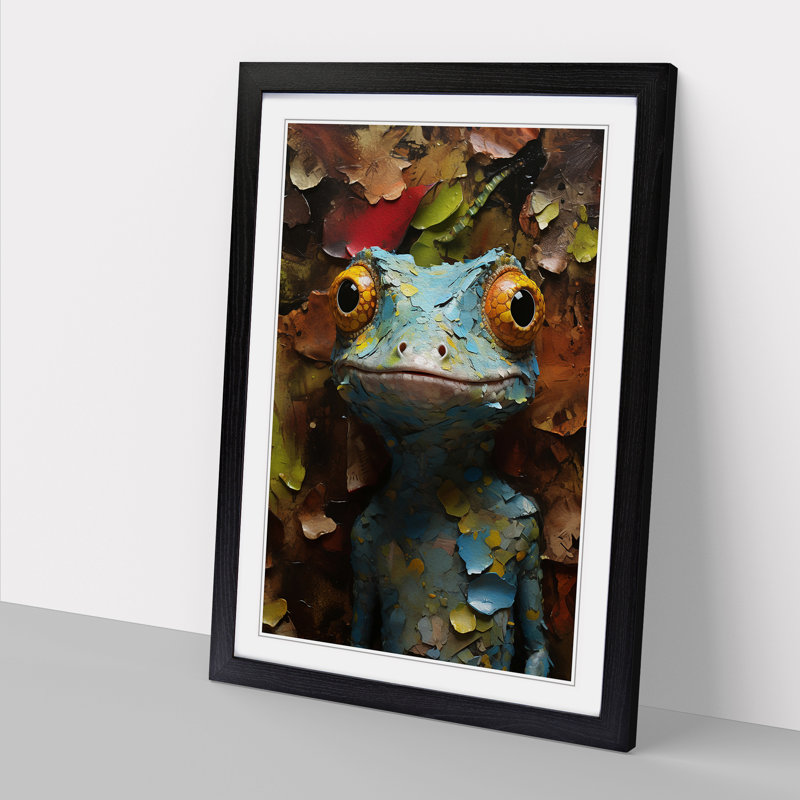 Gecko Contemporary No.2 - Framed Print, 34cm H x 25cm W, Black Framed