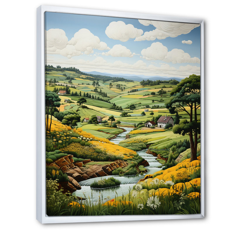 «Oxton Countryside Green and Yellow Reverie Landscape II», reproduction sur toile, H 40 po x l 30 po x P 1,5 po