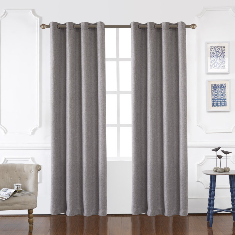 Panneau de rideau simple obscurcissant de couleur unie avec œillets Solway, l 52" x L 95", Graphite