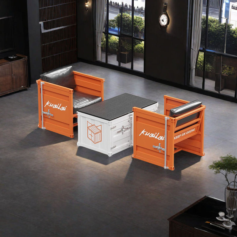 Table basse et chaises personnalisées de style industriel