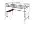 Lit superposé simple au-dessus d'un lit double en métal avec bureau, échelle et lattes de qualité pour la chambre à coucher, argent métallique