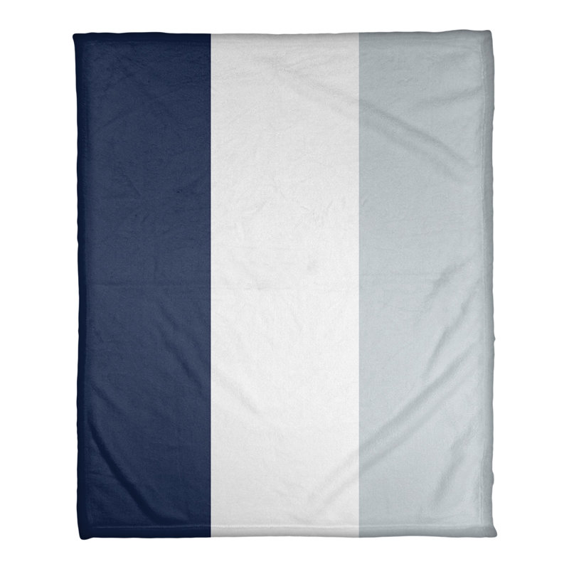 Quilted Throw Blanket, 52.5" W x 62.5" L, White/Navy Blue/Gray