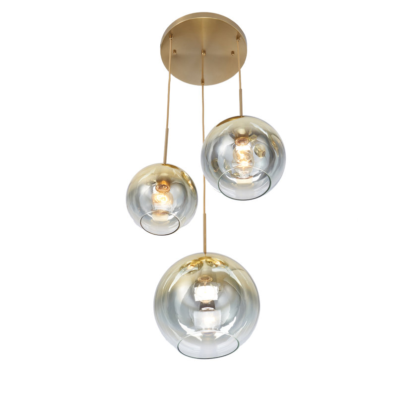 Junathaen 3 - Light Dimmable Gold Chandelier with Gradient Glass Shade
