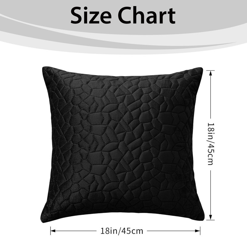 Aspire Homeware Geometric Square Velvet Cushion Covers, Black, Pack of 2