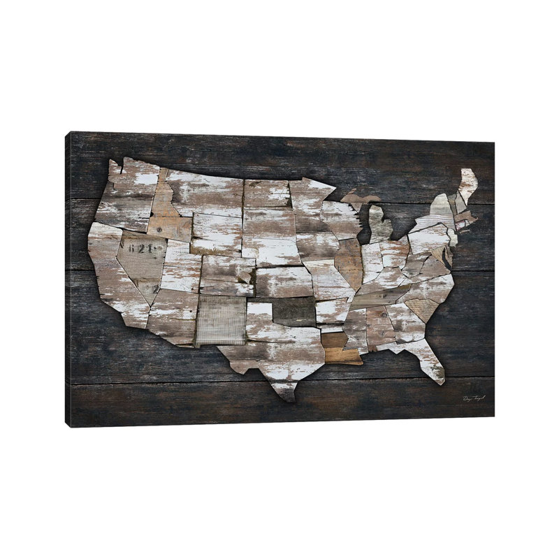 USA Map II by Diego Tirigall - No Frame Print on Canvas, 101.6 cm H x 66.04 cm W x 1.91 cm D