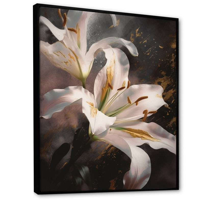 Art floral sur toile, art floral, H 32 po x l 16 po, Cadre flottant noir