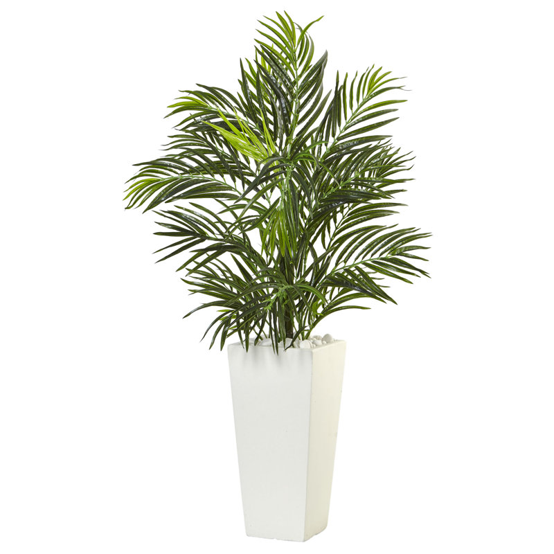 39in. Areca Artificial Palm in White Square Planter