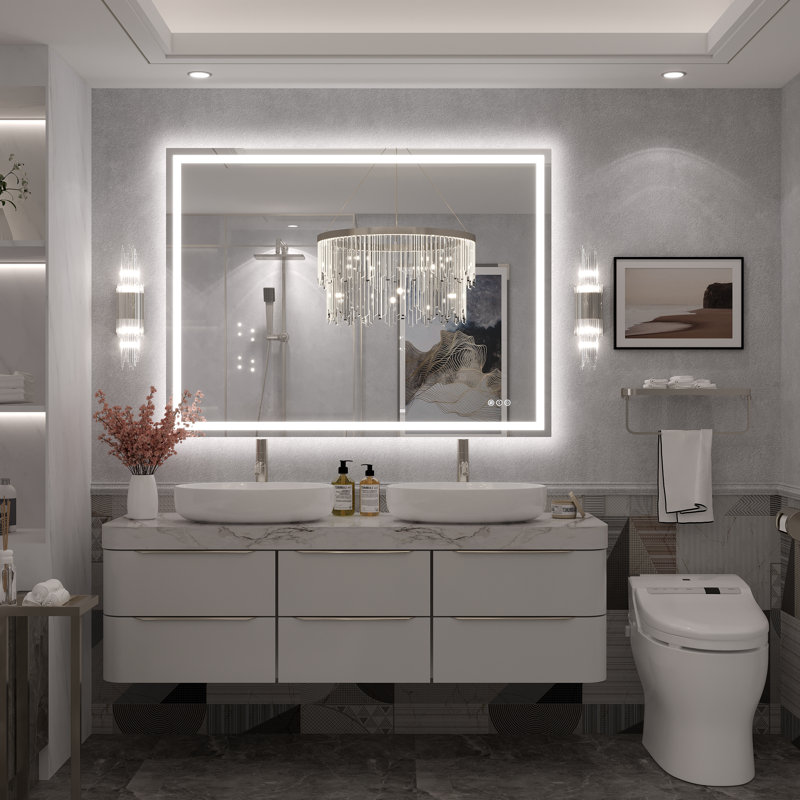 Miroir de salle de bain Molly Framelss, 48 po x 36 po, Transparent
