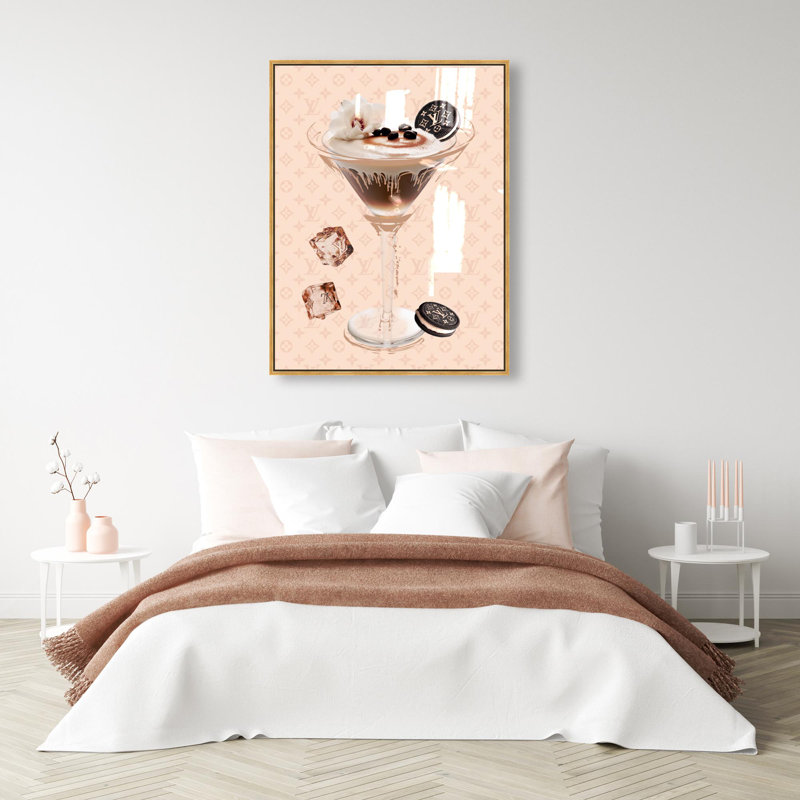 Oliver Gal Espresso Martini Luxe Glam & Bar - Hand-Applied Glass Coat Framed Canvas Art, 36" H x 30" W, Gold